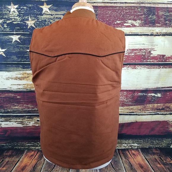 WYOMING TRADERS INSULATED MOUNTAIN CANVAS COWBOY VEST - CINNAMON - Picture 5 of 8